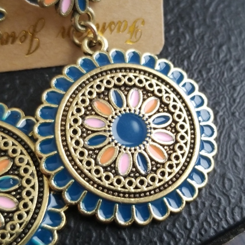 ❤Vintage Ethnic Oil Drop statment Earrings❤ - Picture 5 of 6